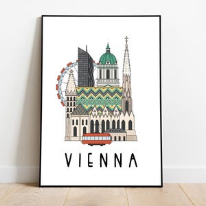 Vienna skyline print, Austria travel poster