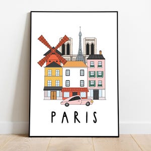 Paris skyline poster, Paris artwork print, France souvenir