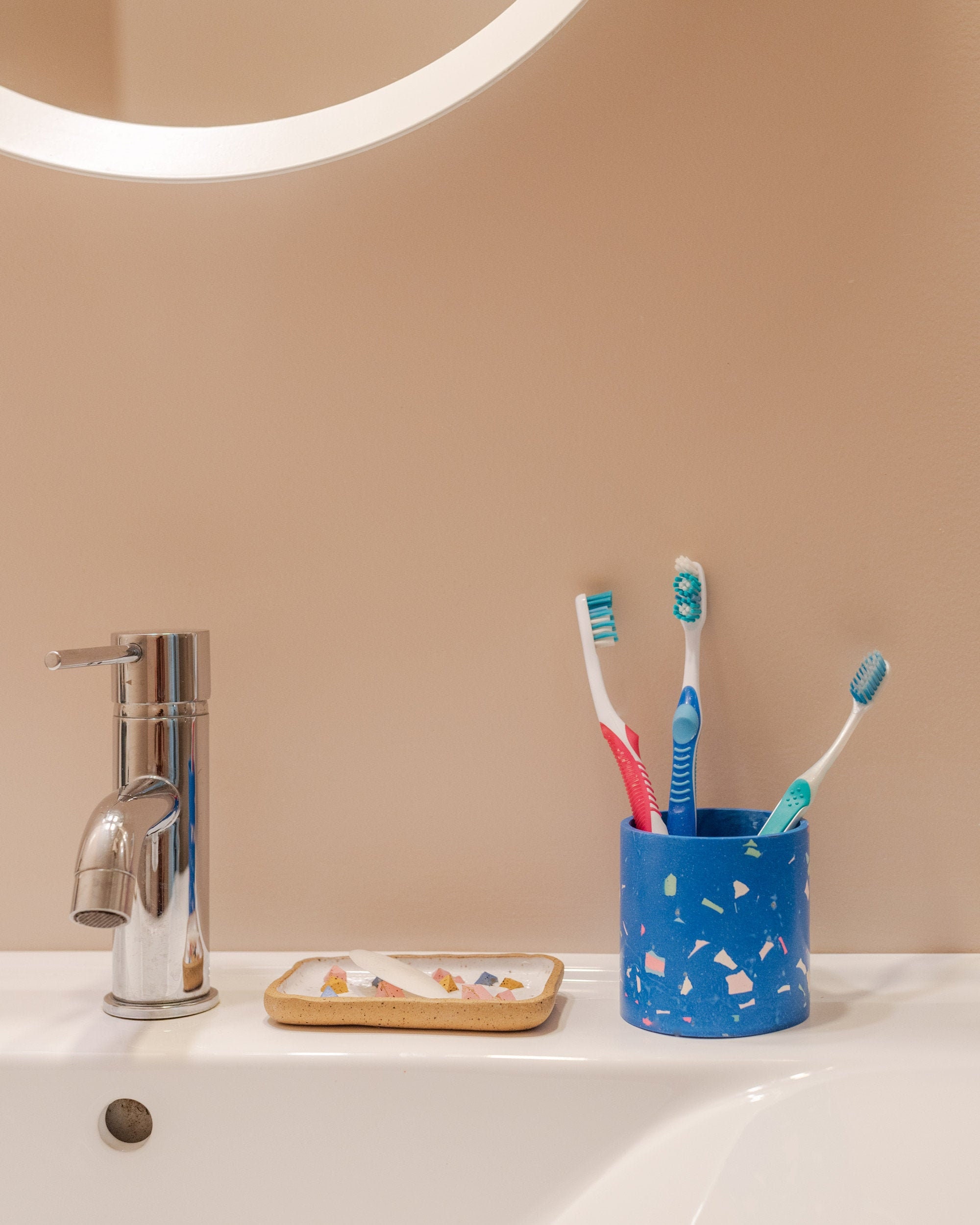 Porte-Brosse à Dents Terrazzo | Organisateur de Salle Bains Tasse Brosse Décor Élégant Accessoires P