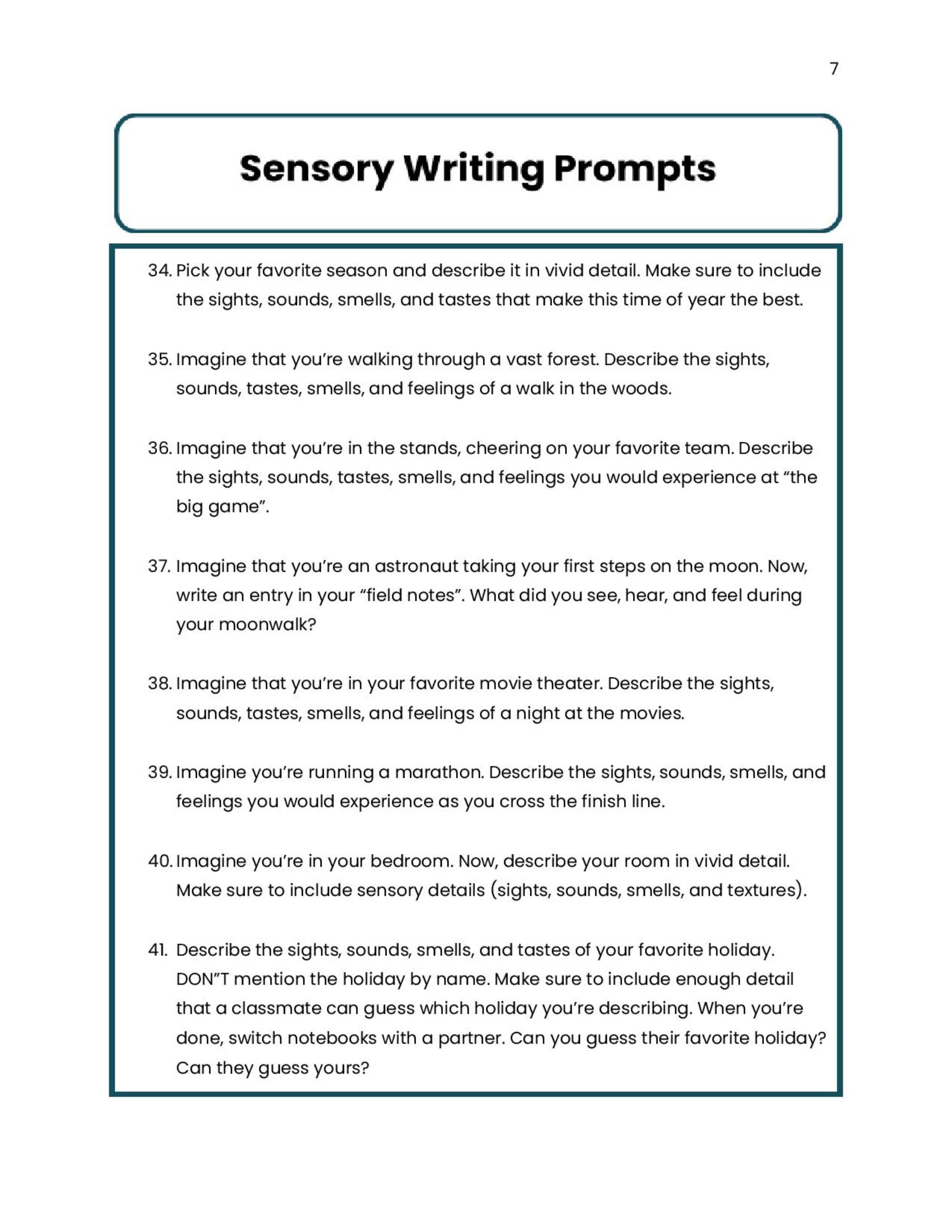 essay prompts for middle school pdf