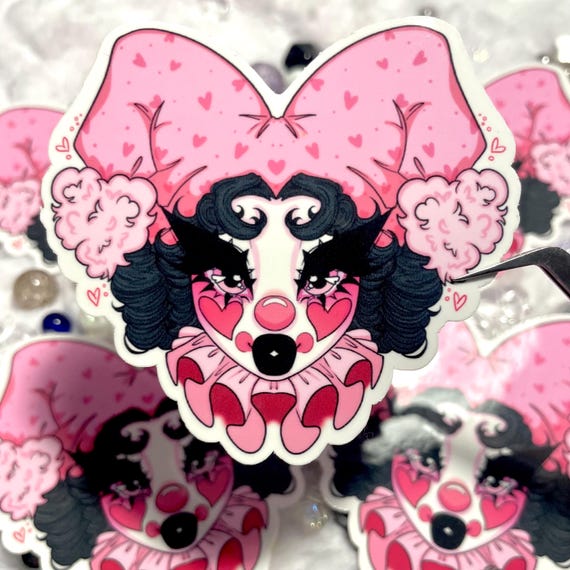 Lovecore: Clowncore Babe, Jester Vibe, Water Resistant Glossy Laminate Sticker (1ct)