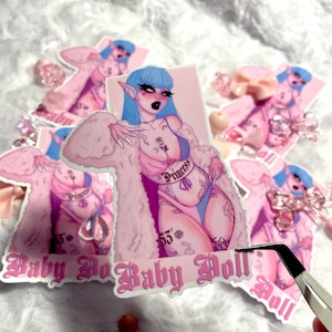 Baby Doll, Tattooed Ghoulish Elf Babe Sticker (1 sticker)
