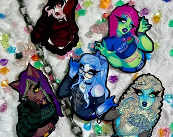 Emo Monster Ghouls: Zombie, Werewolf, Ghost, Vampire, Sea Monster; Glossy Laminated Sticker *OR* 6x6 Mini Prints; Bundle or Sold Separately