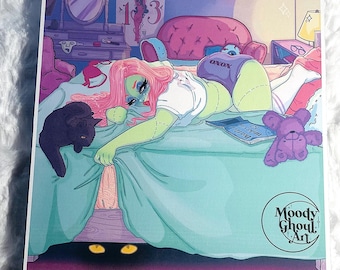 Don’t Look Under The Bed: Pin Up Zombie Mini Print (6x6 in)