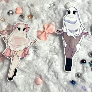 Sheet Ghost Babes: Pin Up Ghost Sheet Girls Water Resistant Glossy Laminate Sticker Bundle (1 sticker or 2 stickers) Ghostie Bundle