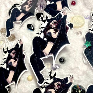 Vampire Babe, Goth Bat Pin Up Babe Sticker (1 sticker)