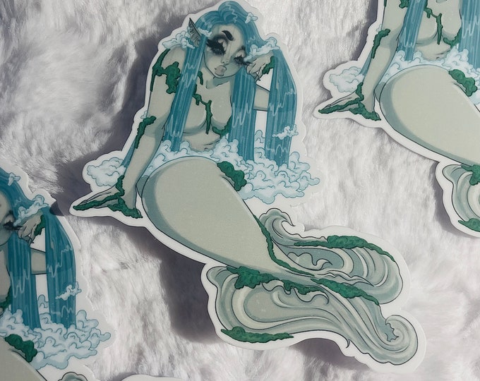 Waterfall mermaid sticker  (1 sticker)