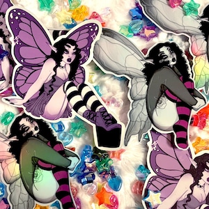 Holographic Emo Fairy: Water Resistant Glossy Laminate Sticker Bundle or Separate (1ct or 2ct)