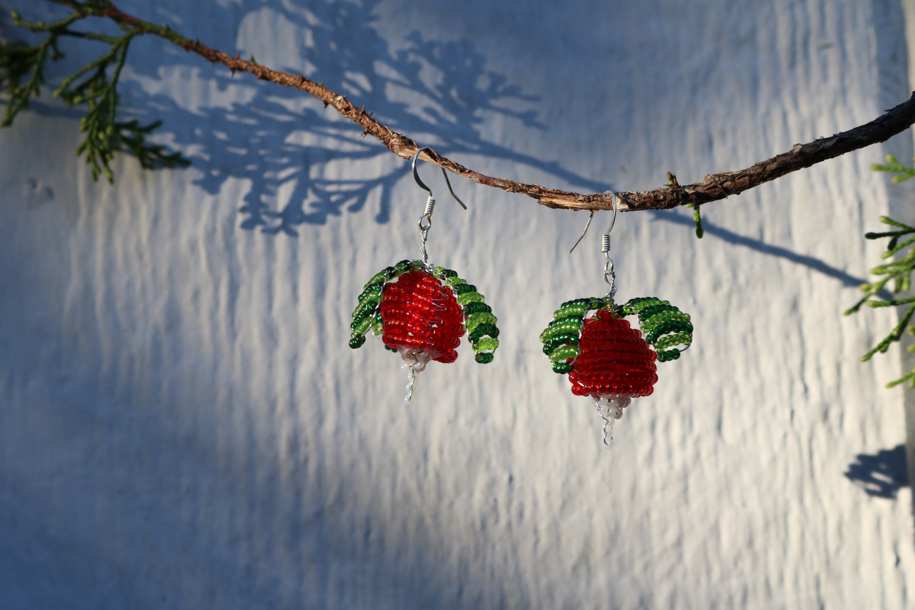 Radish Earrings bead costume cosplay red green Etsy