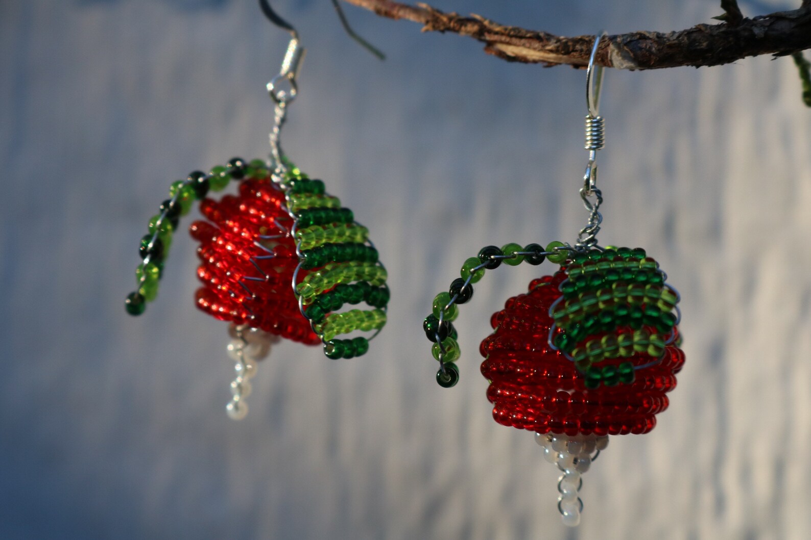 Radish Earrings bead costume cosplay red green Etsy