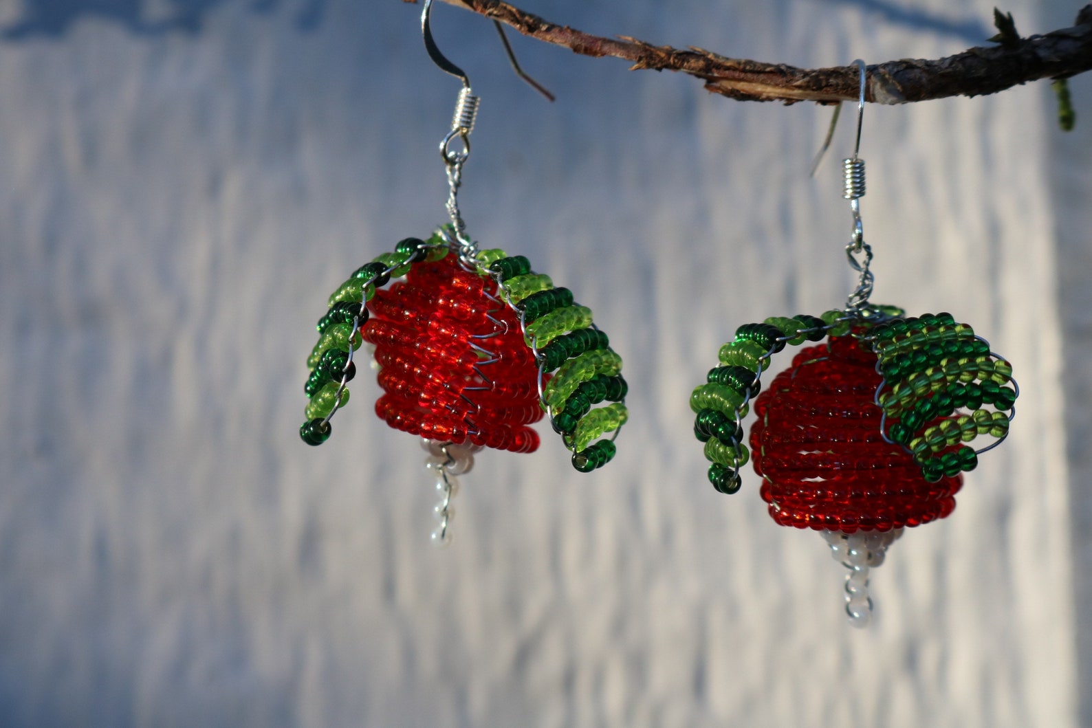 Radish Earrings bead costume cosplay red green Etsy