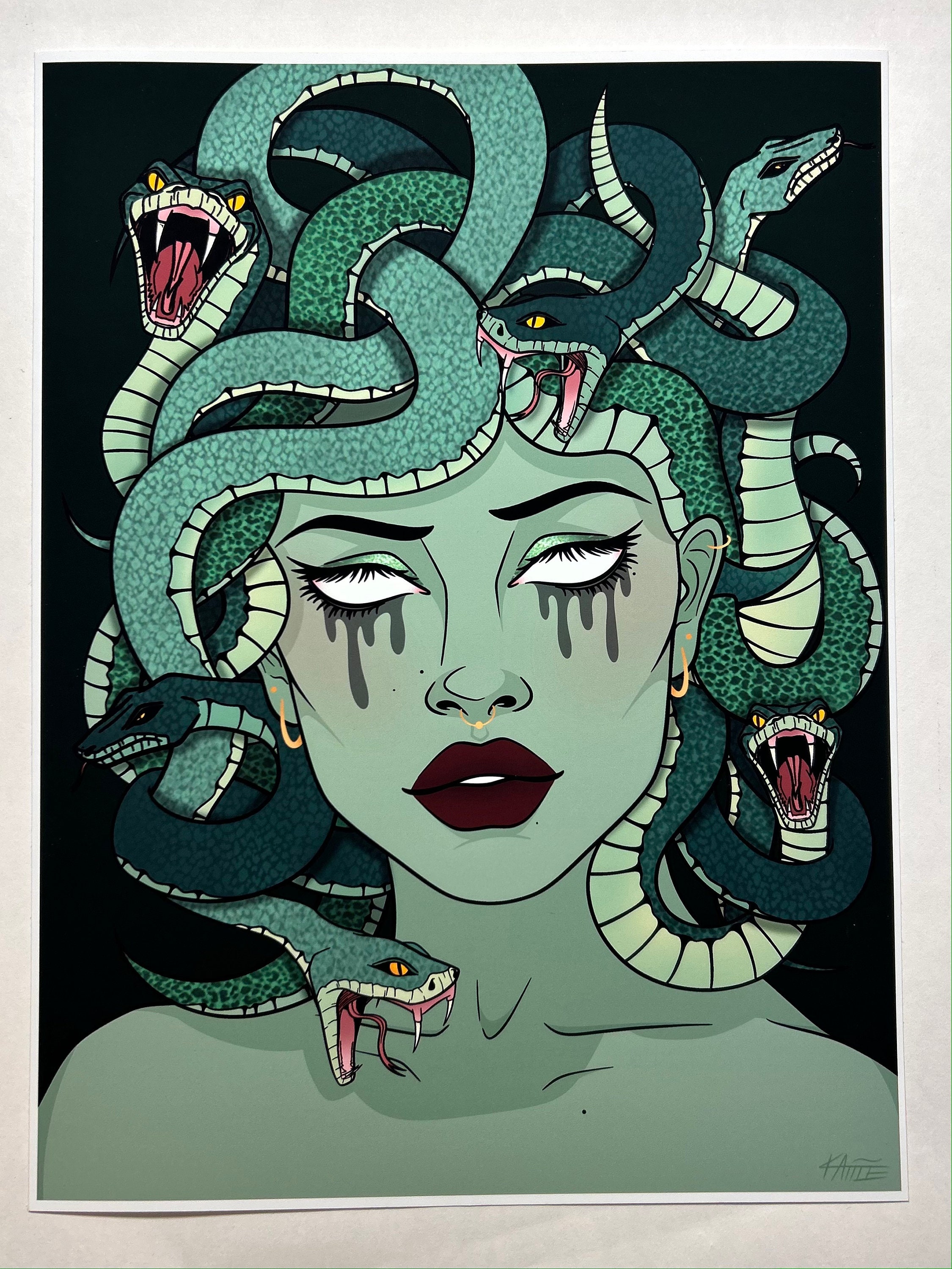 Medusa Head Snake Hair Goddess Greek Myth Gorgon for Kids Art Board Print  for Sale by NUMAcreations