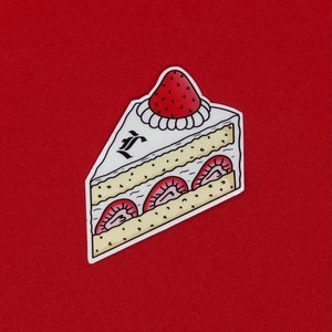 Slice of Strawberry Cake - 1.75 x 2&quot; Gloss Vinyl Sticker | Anime | Manga | Kawaii | Food | Sweets | Bakery | Cake | Fruit | L
