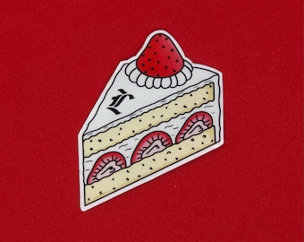 L S Slice Of Strawberry Cake Gloss Vinyl Sticker Anime Etsy