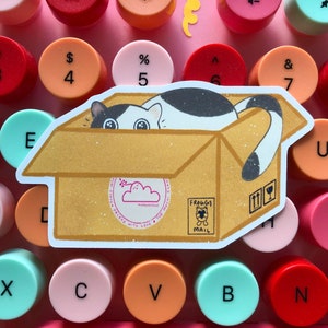 Cat in a Box Aufkleber, Kätzchen im Karton, Calico Cat späht Aufkleber, Katzenliebhaber Geschenk, süße und hinterhältige Katzen, Crazy Cat Lady Geschenk, Bujo