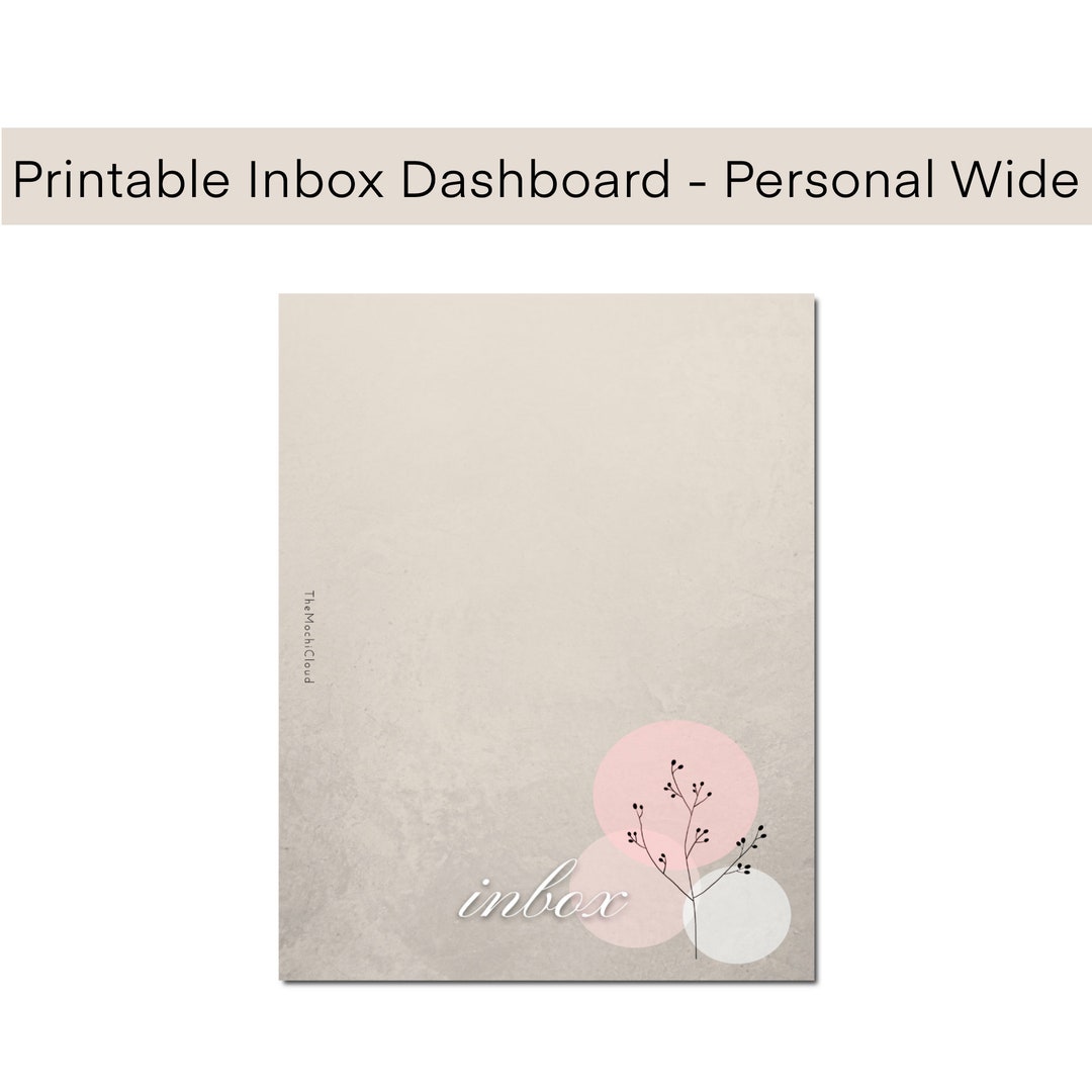 Printable floral personal wide planner dashboard minimal neutral inbox