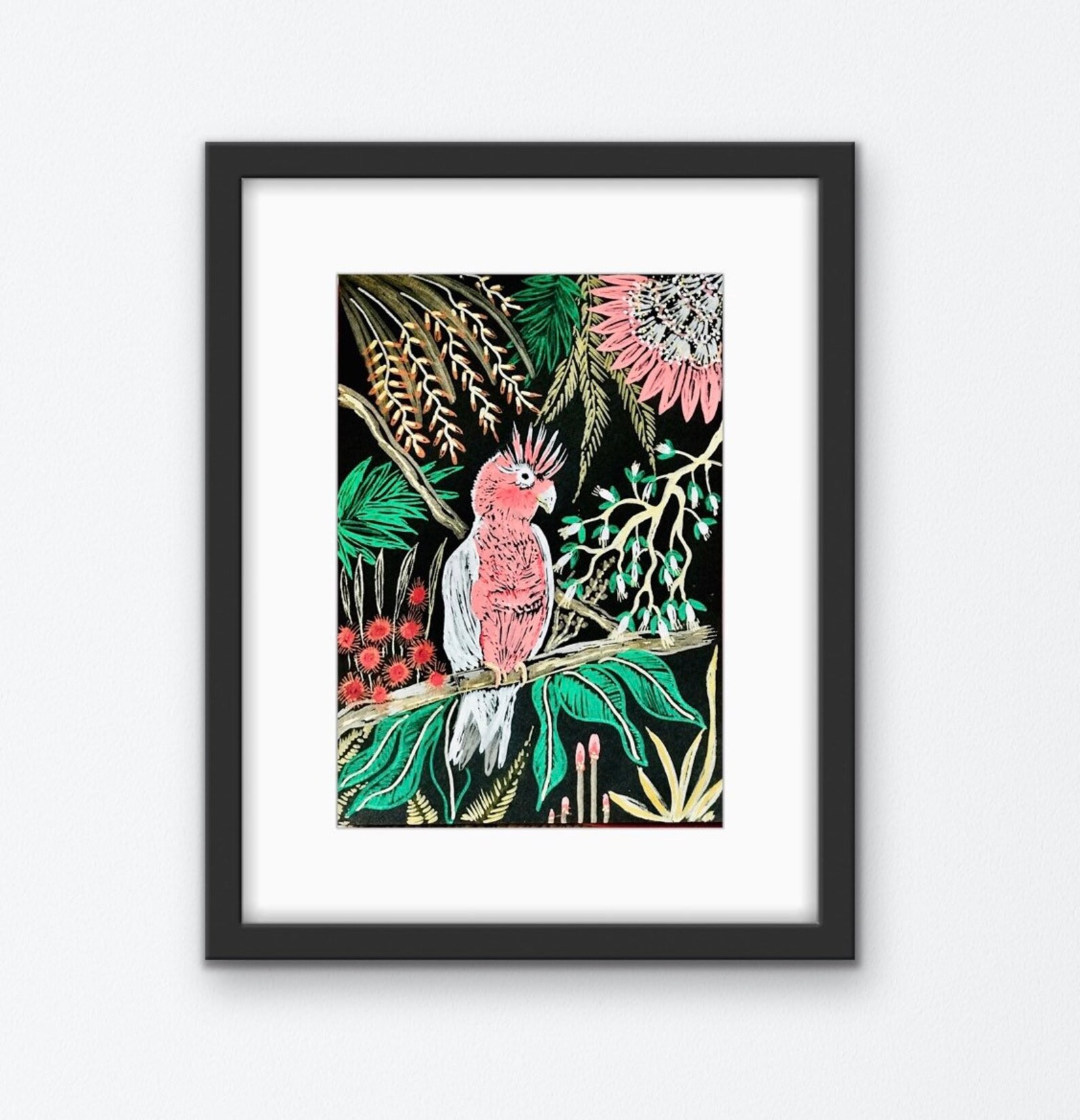 Cockatoo wall art Bird Wall art Tropical Bird giclee art Etsy