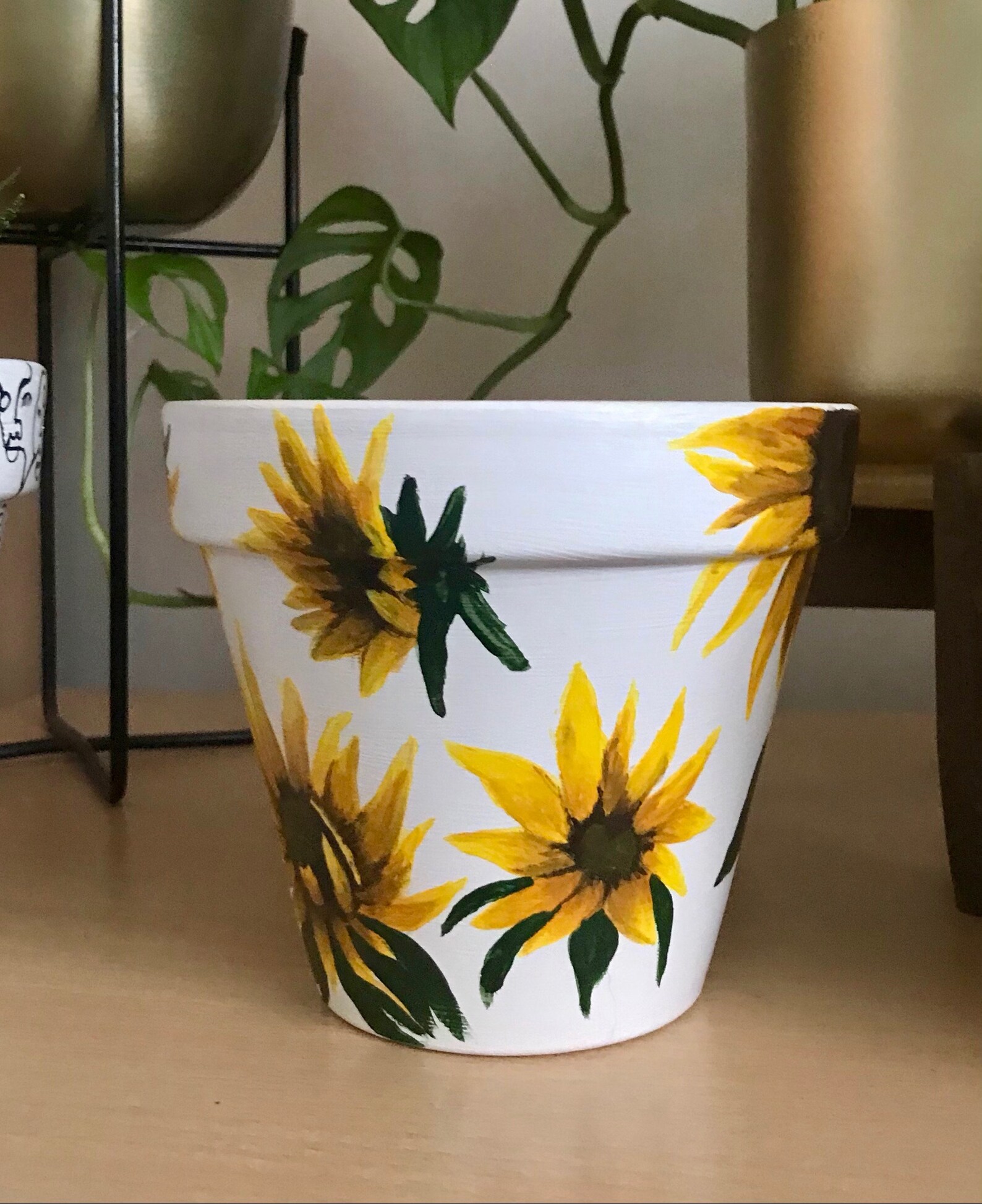 Sunflower Plant Pot Terracotta Plant Pot Hand Painted 3 Etsy