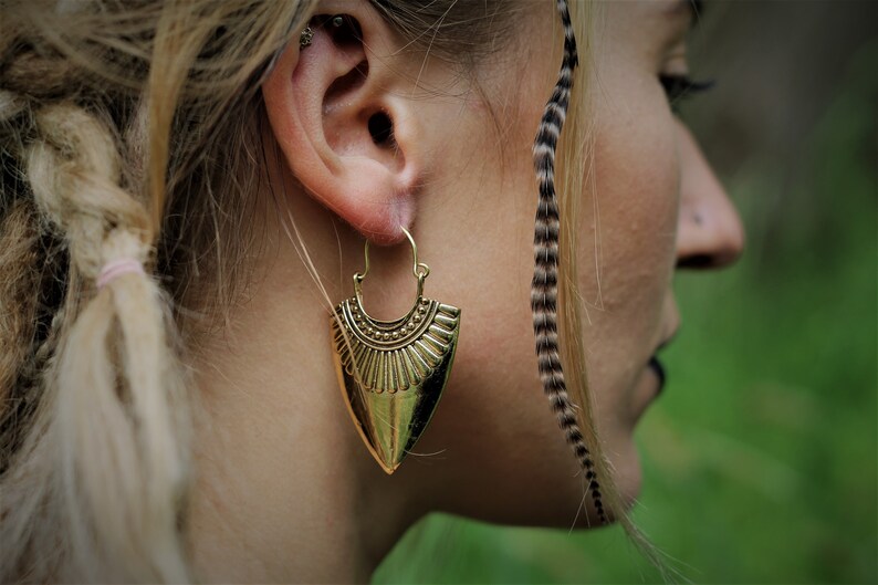Indian Earrings UNISEX Tribal Earrings Alternative Earring Silver ARROWHEAD NICKELFREE Festival Jewellery Brass Jewellery Earrings