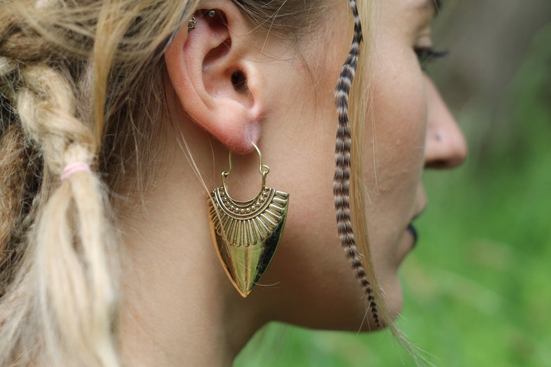 Indian Earrings UNISEX Tribal Earrings Alternative Earring Silver ARROWHEAD NICKELFREE Festival Jewellery Brass Jewellery Earrings