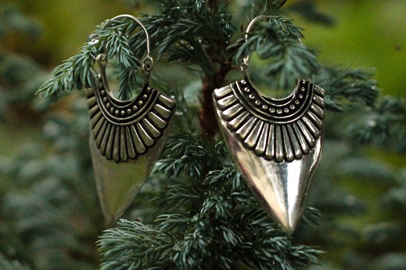 Indian Earrings UNISEX Tribal Earrings Alternative Earring Silver ARROWHEAD NICKELFREE Festival Jewellery Brass Jewellery Earrings