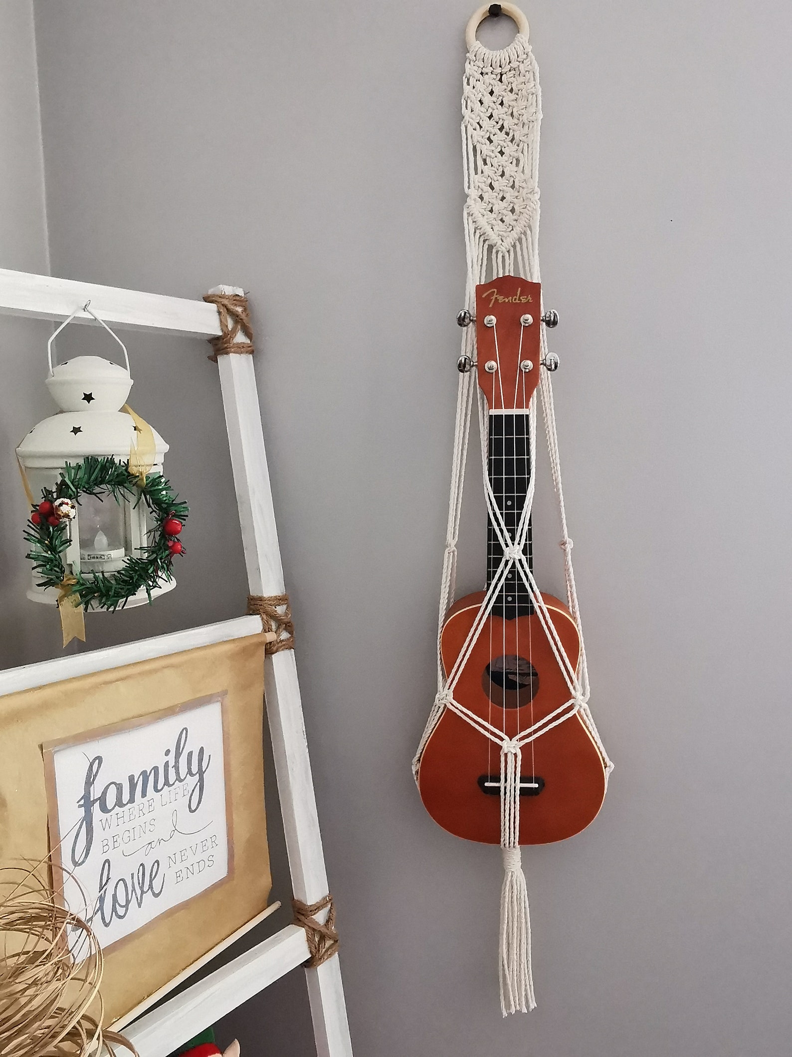 Handmade Macrame Ukulele Hanger home boho wall decor decor Etsy