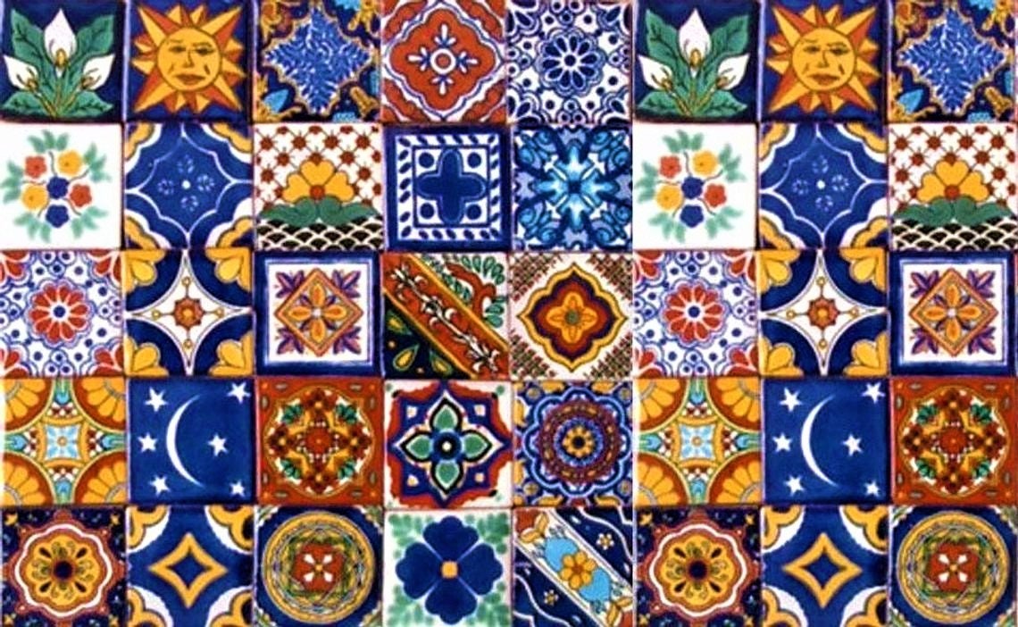 40 Tiles 6x6 inches Assorted Mexican Ceramic Handmade Talavera Etsy