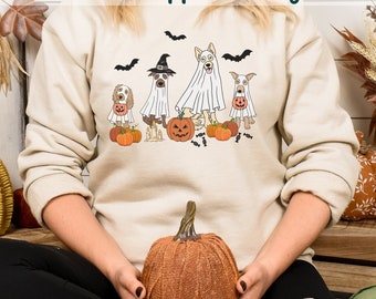 Ghost Dog, Trick or Treat Dogs PNG, Retro Halloween Shirt, Halloween Dog Shirt, Dog Shirt PNG, Funny Halloween Dog Ghost Shirt, Sublimation