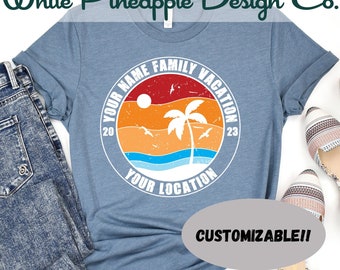 Family Vacation SVG, Customizable SVG File, Personalized Vacation Shirt, Family Beach Vacation Shirt, Palm Tree SVG, Beach Scene Png