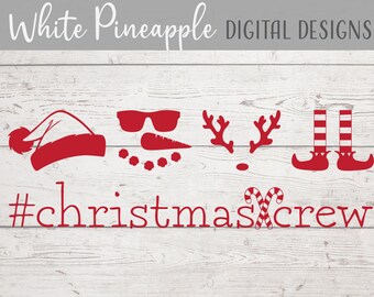 Christmas Crew SVG, Santa Squad SVG, Santa Hat SVG, Snowman Svg, Reindeer Svg, Elf Svg, Digital Download, Instant Download