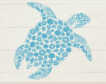 Leatherback Turtle, Sea Turtle SVG, Seashell SVG, Turtle SVG, Ocean Svg, Sea Svg, Turtle Silhouette, Beach Life Svg, Ocean Life Svg, Mandala