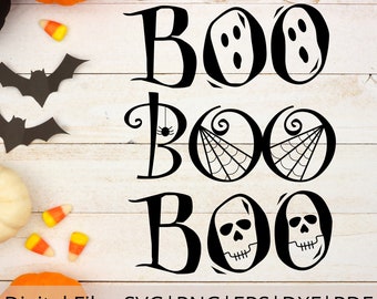 Boo SVG, Halloween Boo Shirt, Halloween Spider SVG, Ghost SVG, Skeleton Svg, Spiderweb Svg, Spooky Svg, Digital Download