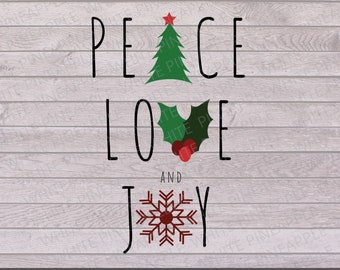Christmas SVG - Peace Love and Joy SVG - Joy SVG - Joy Svg Files - Snowflake Svg - Christmas Tree Svg - Peace Svg - Christmas Cut Files