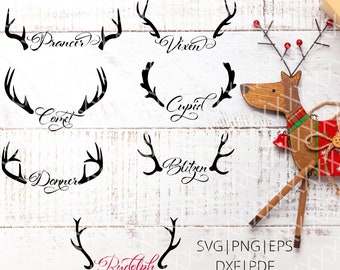 Reindeer SVG - Christmas SVG - Rudolph SVG - Reindeer Svg Names - Reindeer Svg Names for Ornaments - Reindeer Png - Reindeer Names Png