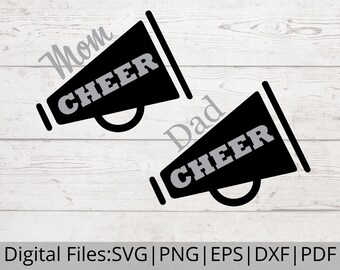 Cheer Mom SVG, Cheer Dad SVG, Cheer SVG, Cheerleader Svg, Megaphone Svg, Cheerleading Svg, download digital para Cricut e Silhouette