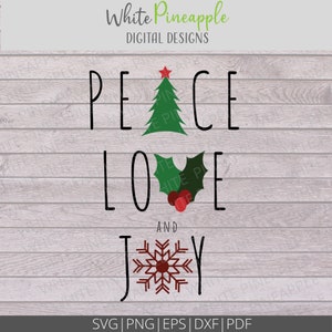 SVG de Navidad - Paz Amor y Alegría SVG - Alegría SVG - Joy Svg Archivos - Snowflake Svg - árbol de Navidad Svg - Paz Svg - Archivos de Corte de Navidad