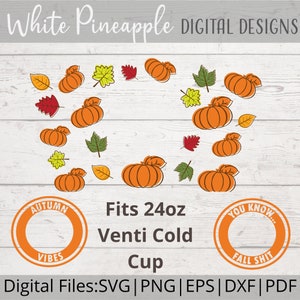 Fall Starbucks Wrap SVG, Fall Leaves SVG, Starbucks Cup SVG, Pumpkin Svg, Svg Starbucks Cup, Digital Download for Cricut