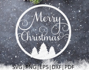 Merry Christmas SVG - Merry Christmas PNG - Christmas Trees SVG - Christmas Round Svg - Christmas Rounds Svg - Christmas Round Sign -