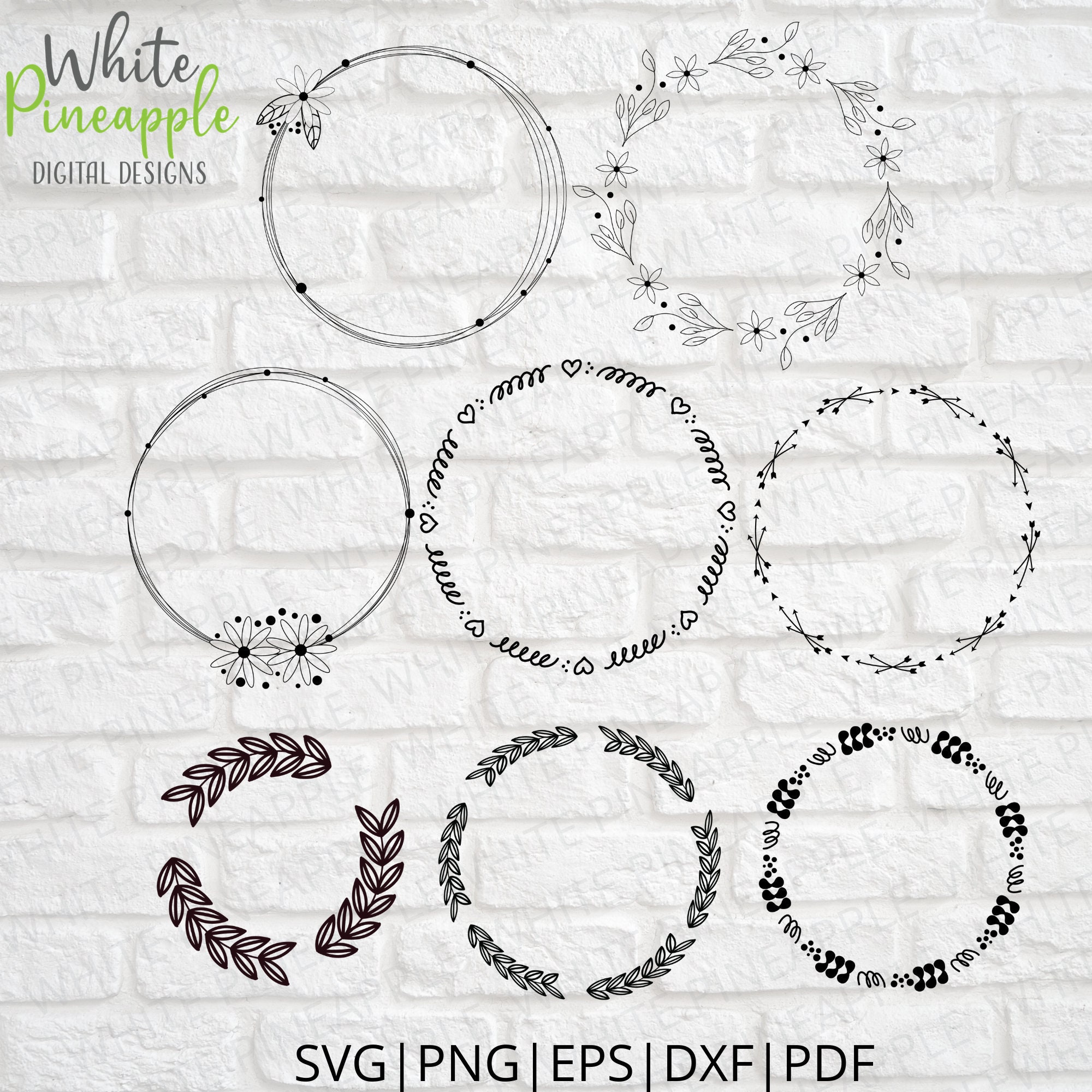 Wreath SVG Bundle - Circle SVG Bundle - Floral Wreath SVG - Leaf Svg ...