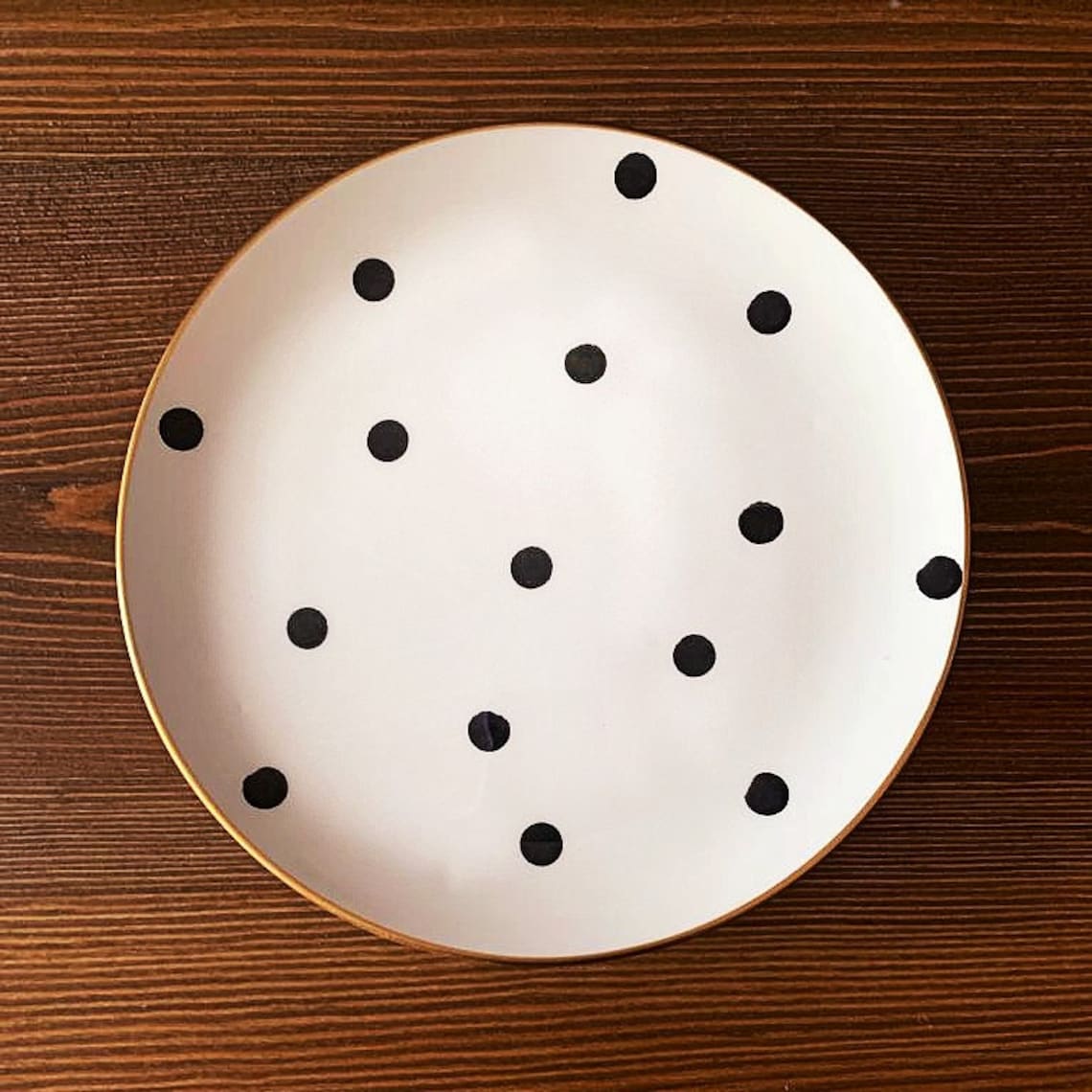 Black and White Ceramic Dinner Plate Set of 2 Polka Dot Etsy