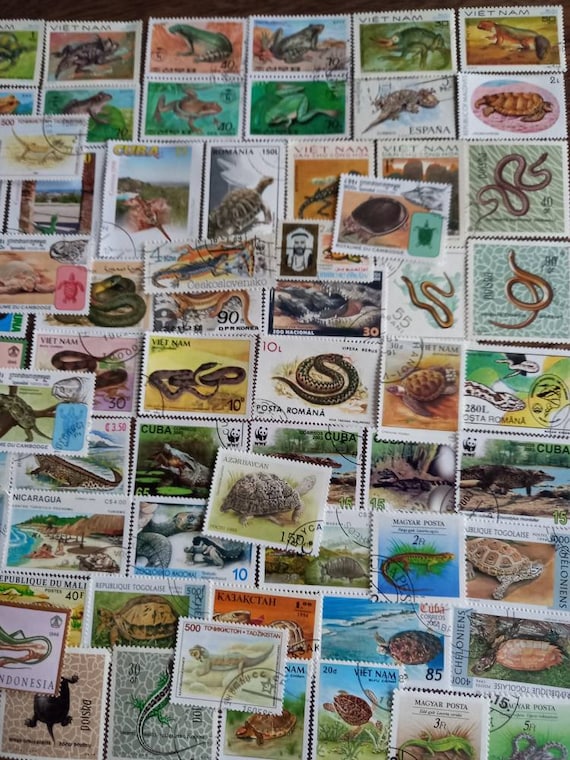 Indonesian Reptiles Postage Stamp Set // Indonesia 1966 Vintage Post ...