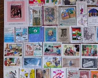 Reading, writing and education stamps lot nr AX