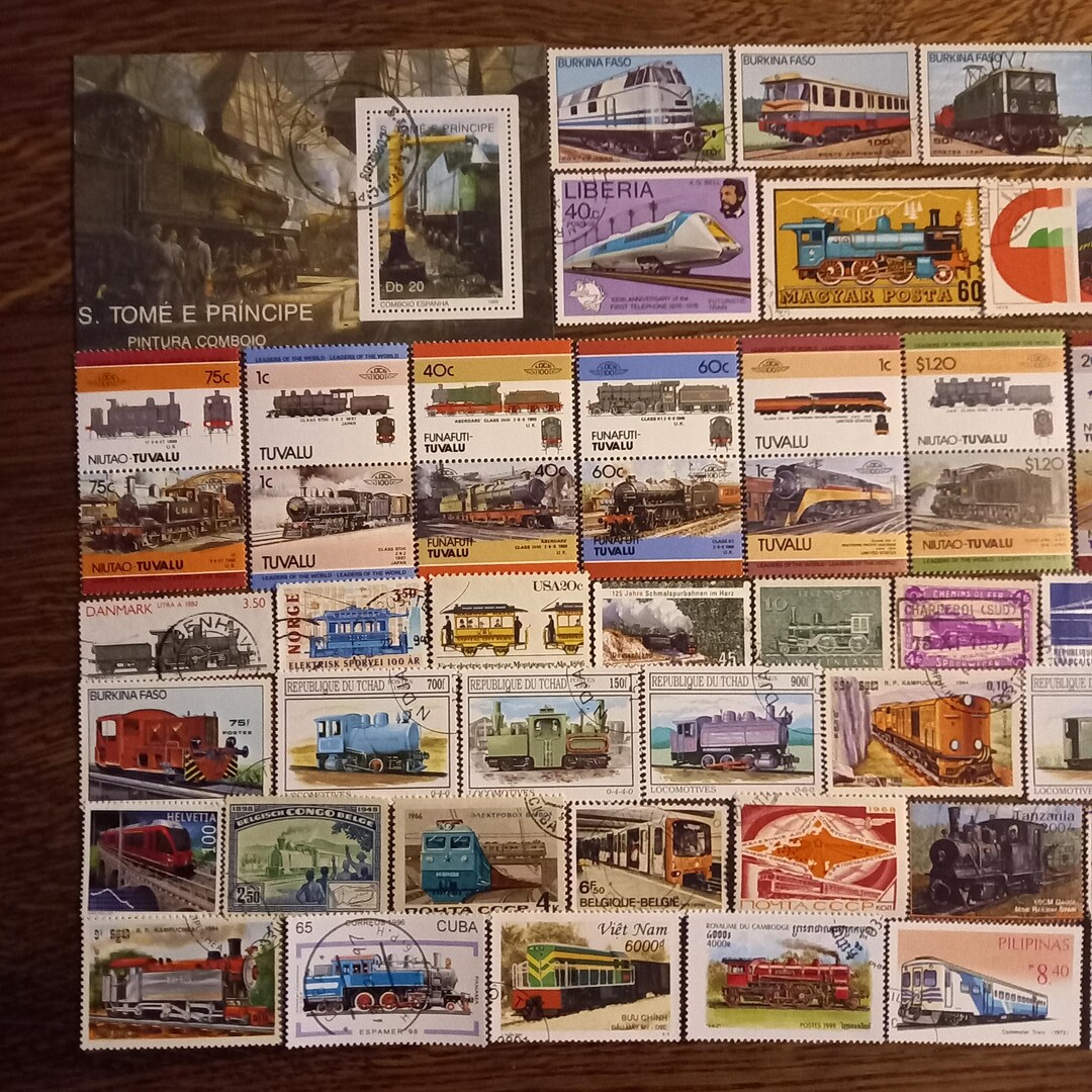 Train Stamps Lot No. 121 - Etsy