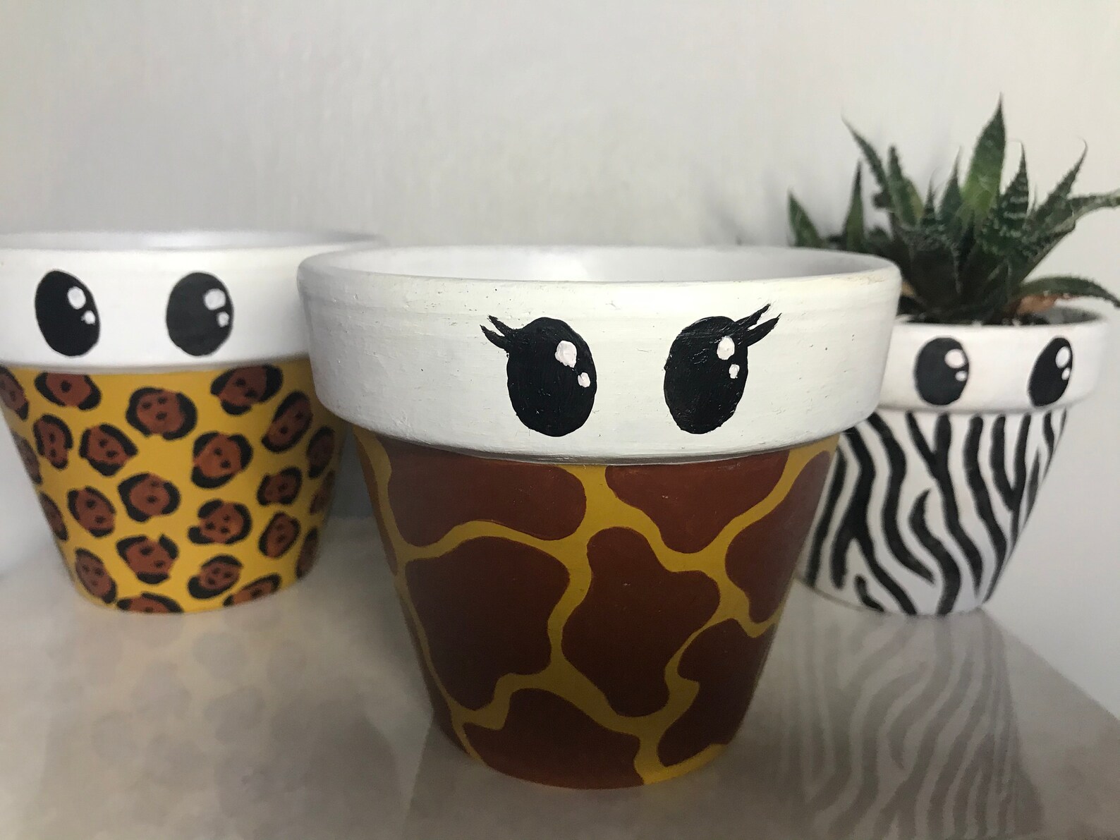Hand Painted Animal Plant Pots Cute Plant Pot Animal Print Etsy