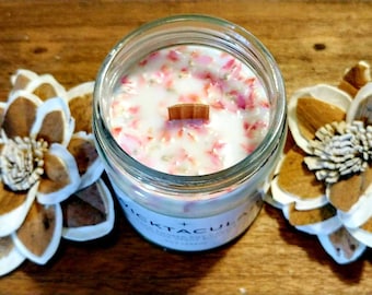 Cherry Blossom Scented Candle| Gift for Mother's Day| Graduation Gift| Birthday Gift| Wood Wick Candle| Crackling Wood Wick