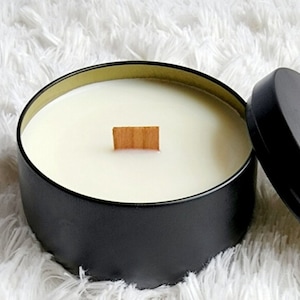 Pumpkin Spice Candle: Cozy Tin Candle with Wood Wick