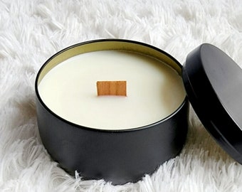 Pumpkin Spice Candle: Cozy Tin Candle with Wood Wick