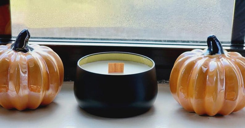 Pumpkin Spice Candle: Cozy Tin Candle with Wood Wick image 8
