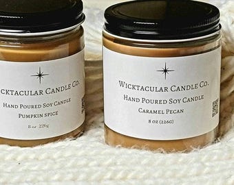 Fall Scented Soy Candle: Wood Wick, Pumpkin Spice, Home Decor