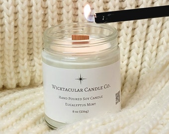 8oz Container Candle| Hand Poured Soy Candle| Wood Wick| Crackling Candle| Scented Candle| Aromatherapy Candles| Gifts